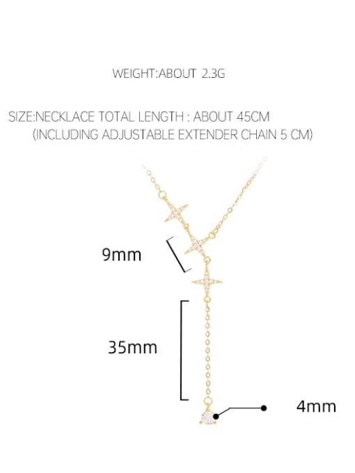 NS994 [Gold] 925 Sterling Silver Cubic Zirconia Tassel Dainty Lariat Necklace